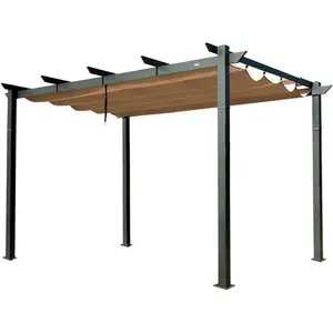 Dreamzon Outdoor Retractable Pergola with Weather-Resistant Sun Shade Canopy, Aluminum Pergola Gazebo for BBQ, Party, Wedding, Patio, Backyard, Deck, Garden