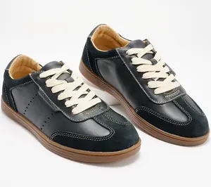 Revitalign Orthotic Leather & Suede Sneakers -Azalea, Size 8 Wide, Black