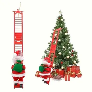 Electric Climbing Santa Claus Decoration, Musical Christmas Tree Ornament, Durable Plastic Structure, Perfect for Holiday Parties & Decorations