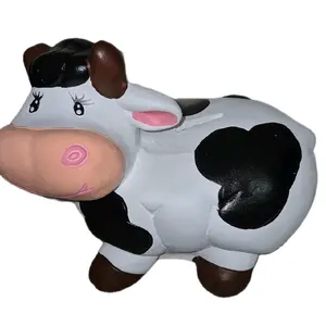Alcacia Coin Bank Multi Color White Black Brown and Pink Cow Design for Kids Savings Piggy Decor