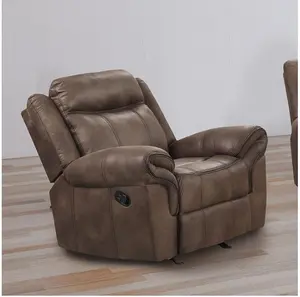 Agata Leatherette Transitional Glider Recliner Chair with Padded Armrests Solid Wood Frame Contrast Welt Stitching 41.5” Wide