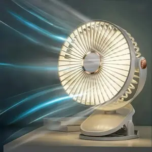 Portable USB Rechargeable Mini Fan, Multifunctional Fan, 360° Rotatable 5-speed Wind Speed Adjustable Fan with LED Light, Suitable for RV, Camping, Outdoor Sports Running