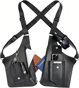Adjustable High-End Leather Underarm Backpack  for Men and Women, Tactical Outdoor Bag, Anti-theft Hidden Shoulder Bag, Outdoor Lightweight Multi-Functional Bag, Retro Vest Bag