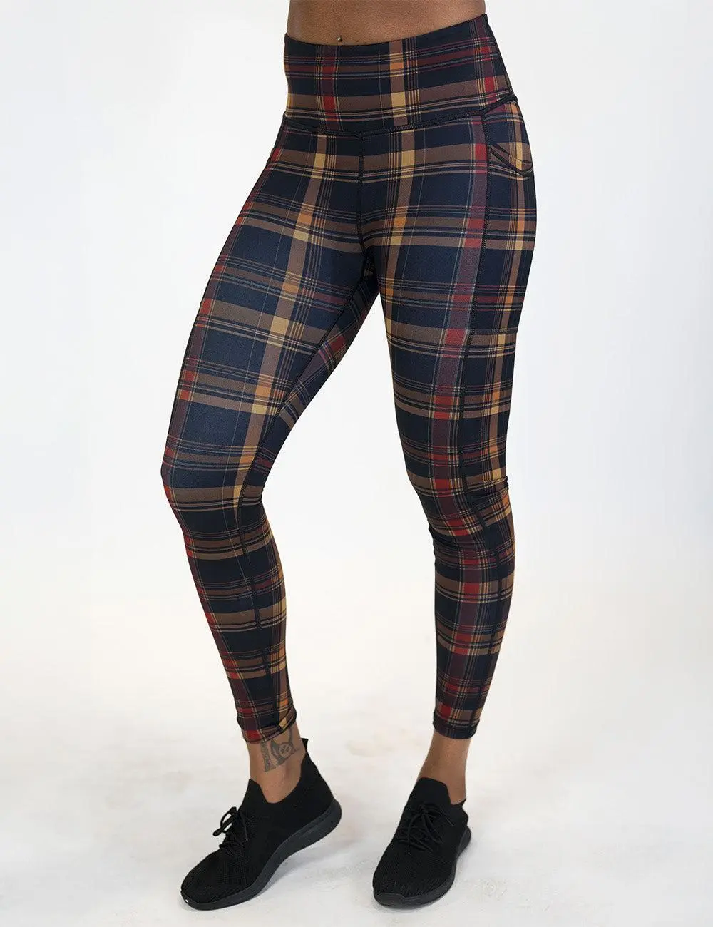 Women's Campfire Plaid Compression Leggings High Waisted Leggings Pockets