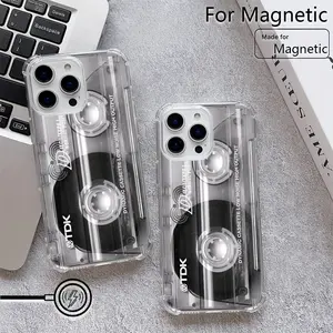 Retro Vintage Music Cassettes Phone Case for iPhone 16 15 14 13 12 11 Pro Max Mini XR XS X 7 8 Plus, Soft Tpu Transparent Protective Cover with Shockproof Corners