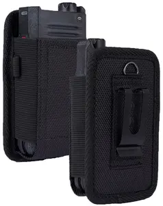 Pouch for Sonim XP3plus 5G 4G Flip Phone, Nakedcellphone Rugged Canvas Case Vertical Holster Holder [Metal Clip and Secure Belt Thread Loop Harness] for CAT S22 Flip, Sonim XP3 Plus - Black