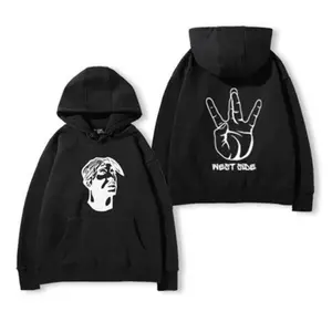 [2Pac] 2Pac v2 Hip Hop Hooded Sweater Korean Version of Men and Women Autumn and Winter Hip Hop Vintage Trend Print Street Clothes, 90s Hip Hop Tee