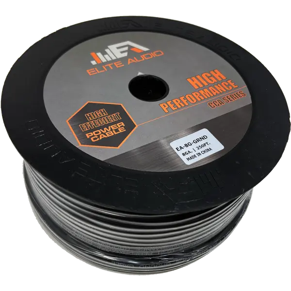 Elite Audio 8 AWG Ground Cable - Abrasion-Resistant Protective Jacket, Flexible Power Wire for Car Audio, High-Current Power Systems, 100ft Spool, Clean Reliable Grounding for Automotive Ground Connections