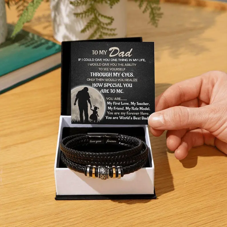 Dad My Forever Hero Bracelet, Father Gift Idea, Dad Bracelet from Daugher and Son
