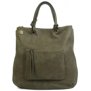 [DEAL OF THE DAY-LIVE ONLY] Ampere Creations Addison Tote - Olive Vegan Leather Shoulder Bag with Extendable Strap & Zipper Closure - Casual Style