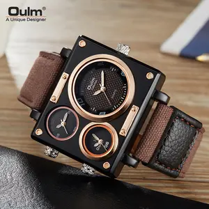 Military-Style Triple Movement Triple Time Zone Tactical Watch – Denim Woven Rugged Square Quartz Watch with Luminous Display, Presented in a Gift Box for Versatile Occasions