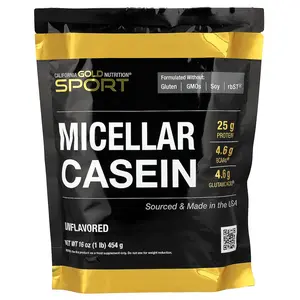 California Gold Nutrition Sport, Micellar Casein, Unflavored, Slow Absorption, 16 oz (454 g)