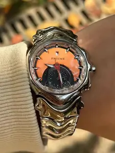 Punk Style Round Dial Analog Quartz Watch, Fashion Watch for Party, Daily Clothing Decor, Trendy All-match & Exquisite Watch for Birthday Gift with Box, Quartz Wristwatch