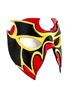 Red Super Hero Wrestling Mask Handmade Genuine Leather Mask