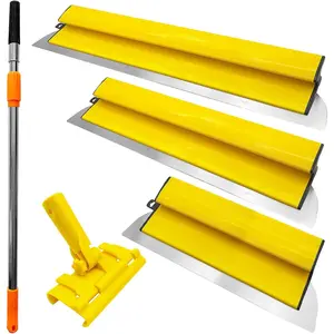 Drywall Skimming  Set, Stainless Steel 16"+24"+32" Skimming , 31"-50" Adjustable Length Extension Rod & Angle Holder, Drywall Finishing Tools for Plasterboard and Wallboard