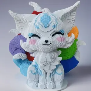 5980 Piece Nine-Tailed Fox 3D Stem Building Block Model Building Blocks Decoration, Creative Room Decor, Birthday Valentine's Day Halloween Gift