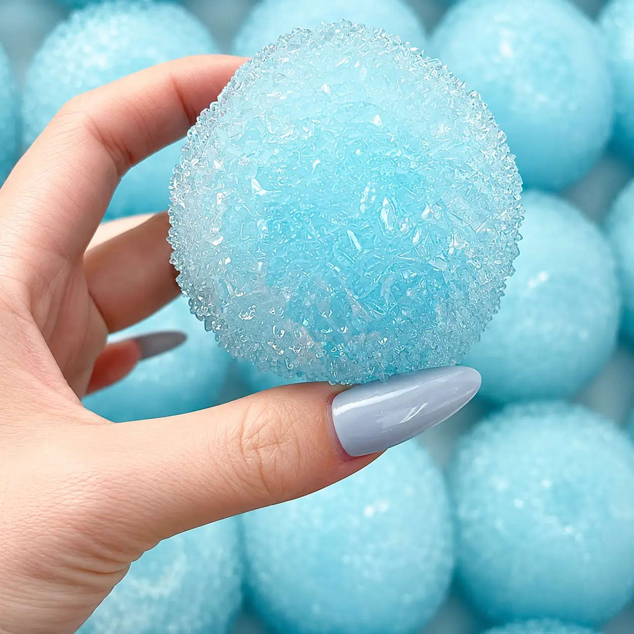 Chiboki Squishy, Sea Salt Slush Crunchy Ball Squeeze - Petroleum Jelly Filled Moldable Non-Rebound ASMR Crunch Stress Relief, Mini Handheld Office Desk Decor & Adult Gift