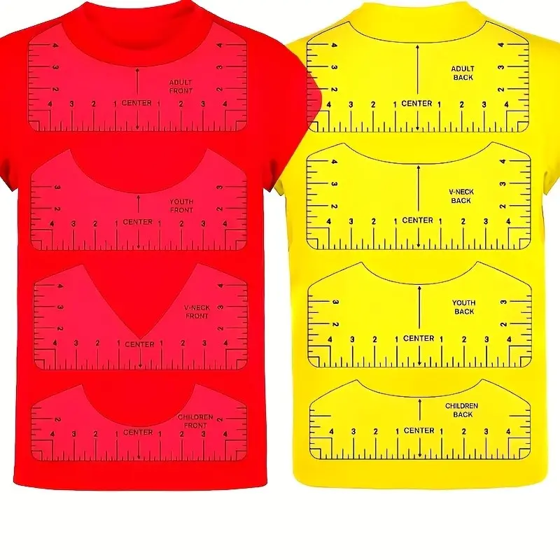 8pcs T-Shirt Alignment Ruler, Graphics T-Shirt Alignment Tool, Craft Ruler with Guide Tool, Measuring Tape Tools for Crafting
