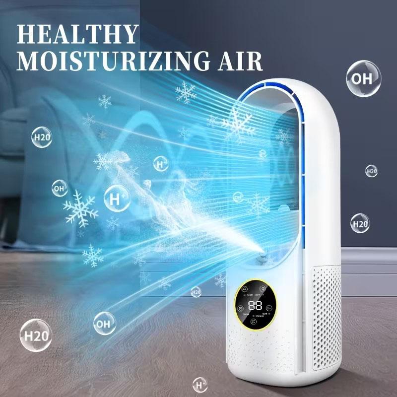 Pray Multifunctional Cooling Misting Fan - Portable Fan for Hot Weather, Integrated Misting Cooler, Home Bedroom AC Alternative, 7-Color Changing LED Ambient Light, Timer & Automatic Shutoff