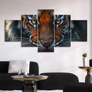 Tiger Pattern Animal Print Wall Art, 5 Counts Canvas Painting, Wall Decor for Living Room Bedroom Office, Indoor Decoration, Modern Home Decor, Modern Art Design, Room Decor, Ornaments
