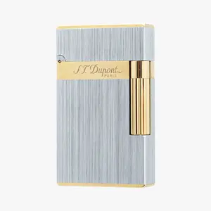 [Double Flame] Silver Gold Mix Brushed Dupont vintage Lighter 140g best Ping gift for him