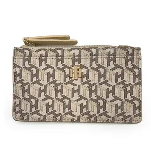 Tommy Hilfiger Alene II Calico Multi Top Zip Card Case Sleek Everyday Organizer with Iconic TH Cube Monogram Design and Secure Zip Top Compartment