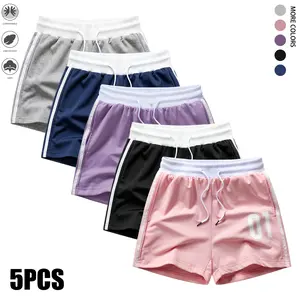 Set of 5 women’s casual athletic pants with elastic drawstring waist, suitable for outdoor workouts, running, sports, and casual wear; women’s shorts.summervibes