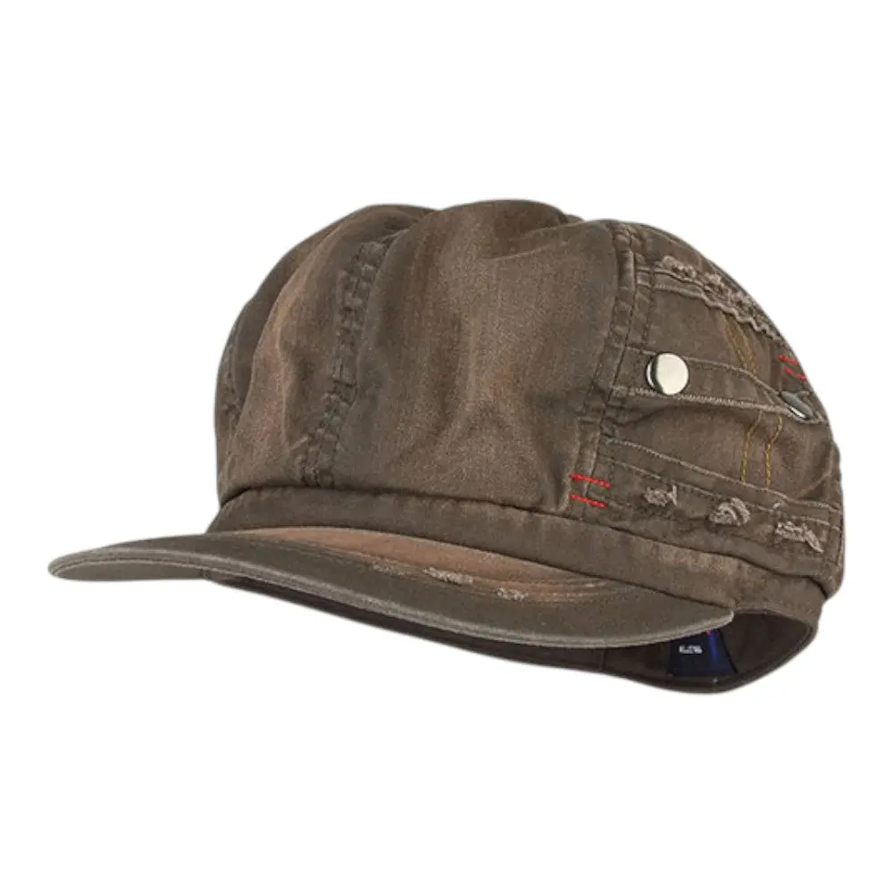 Mega Cap 6557 Heavy Washed New Herringbone Newsboy Hat