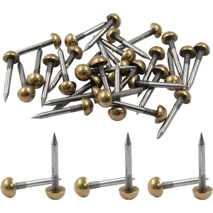 32 count Upholstery Tacks Brass Tacks 5/16"  Dia, Decorative Furniture Tacks Heavy Duty Thumb Tacks Upholstery Nails Push Pins for  Carpet Sofa Leather Crafts ( Brass)
