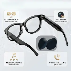 AI Smart Translation Glasses HD Video Recording Hi-Fi Surround Sound Music Playback Bluetooth Camera Sunglasses with Voice Assistant
