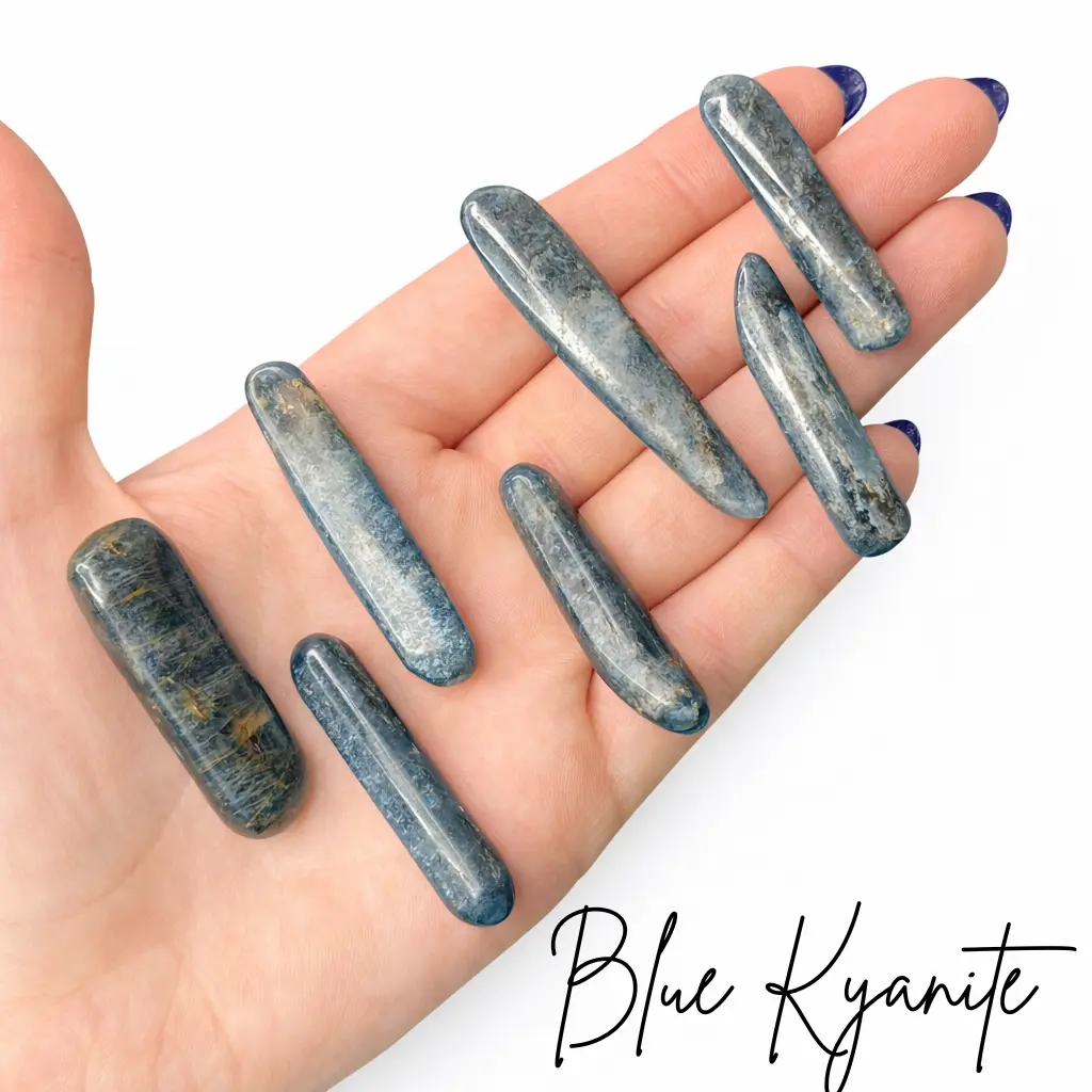 Blue Kyanite Tumbled Stone, Tumbled Blue Kyanite, Polished Blue Kyanite Stick, Healing Blue Kyanite Pocket Stone, T-181