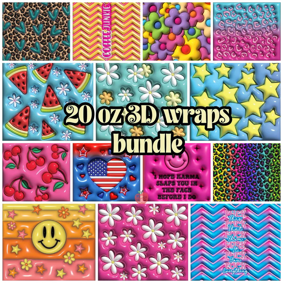 20 oz 3D Tumbler Wraps Bundle