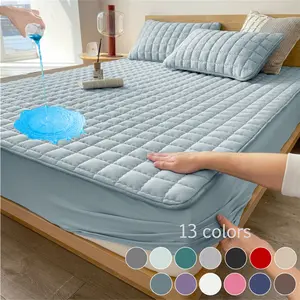 1 Piece Waterproof Mattress Protector, Fitted Sheet & Mattress Cover Set with Deep Pocket  Soft Noiseless Breathable Stain-Resistant Bed Cover, Machine Washable, Includes Pillowcases for Bedroom, Guest Room, Dorm, Kids, Pets, Elderly, Hotels