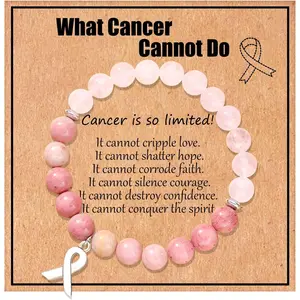 Breast Cancer Bracelets for Women, Breast Cancer Gifts,  Stone Inspirational Encouragement Bracelet, Breast Cancer Awareness Bracelets for Women Girls