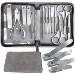 BeautyDAO Gray Nail Clippers 15 Piece Set, Stainless Steel Nail Clippers, Nail Manicure Kit, Pedicure Tools, Suitable for Travel Manicure Tools, Nail Care Kit You deserve it
