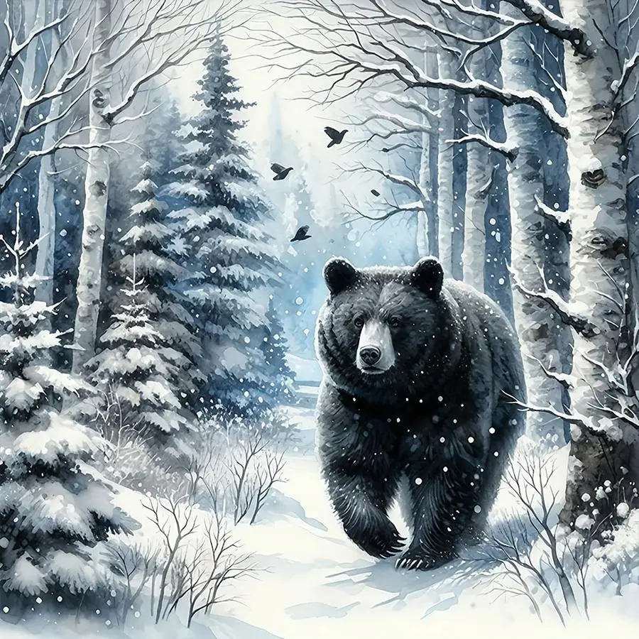 Cartoon Bear Pattern Diamond Arts Colorful Painting Kit without Frame, DIY 5D Diamond Arts Crafts Kit for Beginner, Wall Art Decoration for Home
