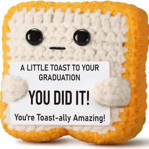 1Pc 2026 Graduation Gift for College, Highschool Funny Graduation Decoration Crochet Toast Plush Soft Huggable Collectible You DID IT Card for Her Him Students Masters Phd - Congrats Grad Party Gifts for Daughter Son