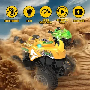 Mini RC Stunt Rhino Monster Truck - Electric Remote Control Toy Lorry with LED Lights, All-Terrain Capability, Dual Speed, Durable Shell, Birthday Gift for Kids