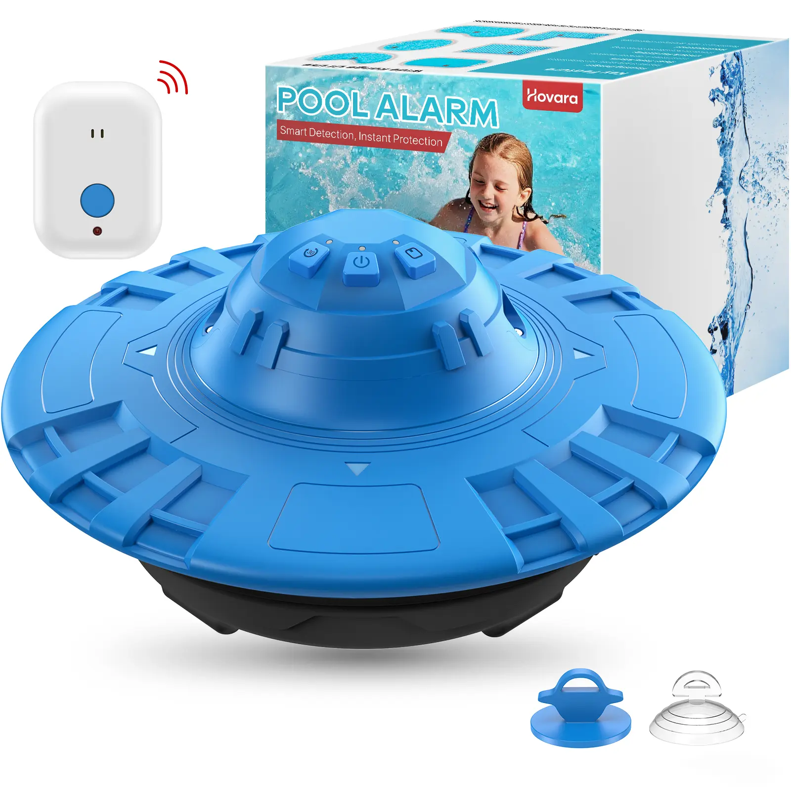 Hovara Floating Pool Alarm - 110dB Loud Alert, Adjustable Sensitivity, 2-Cell Long-Lasting Battery, Easy Installation, 20'x40' Wide Coverage, Versatile Placement for Inground & Above Ground Pools, Essential Home Improvement Safety Gear for Kids