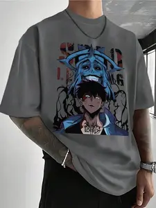 Solo Leveling Anime Graphic T-Shirt Heavyweight 100% Cotton Menswear Top Oversized 230gsm Premium Material Relaxed Fit Classic Style - Clothes