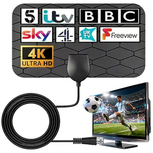 TV Antenna for Smart TV Indoor, Digital TV Antenna with Amplifier, Long Range Reception 4K 1080P HDTV Antenna for Local Channels, Digital Signal Antenna, Easy Installation