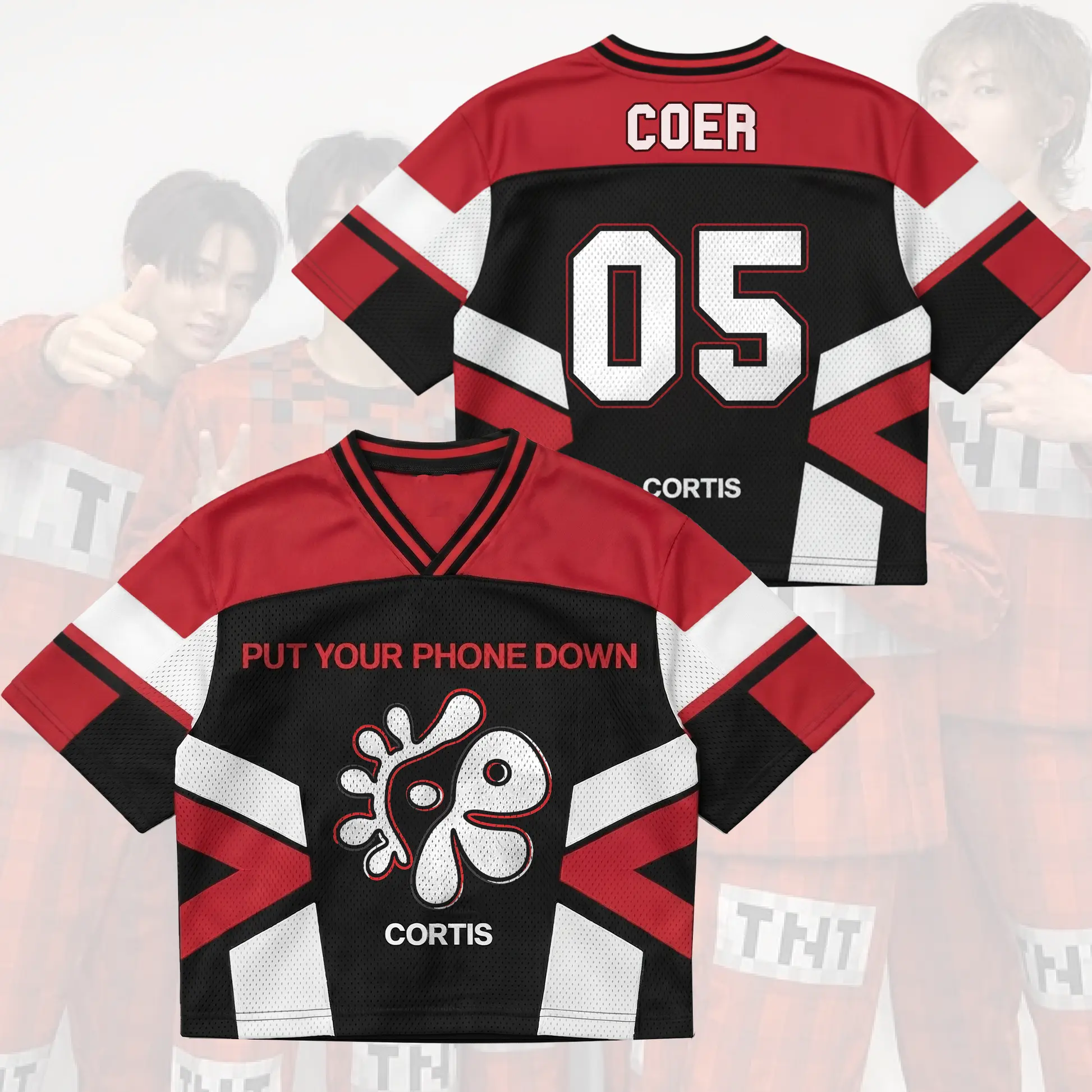 Cortis Put Your Phone Down Tour Mixed Mesh Jersey Casual Streetwear Gift For Concert Lovers, Music Lover Football Jersey Crop Top Mesh Shirt Concert Fan Fashion