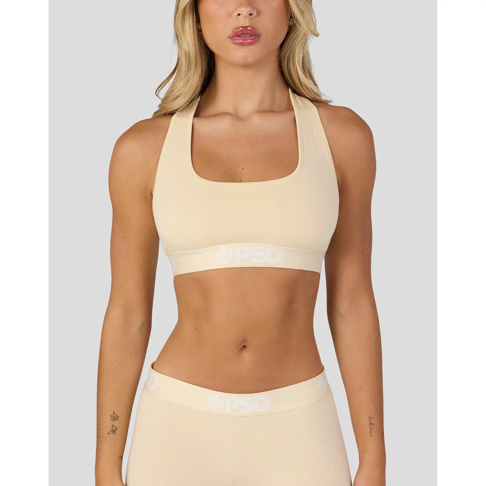 PSD Womens Creme Solid Racerback Sports Bra - Cute and Comfortable Premium Modal Fabric