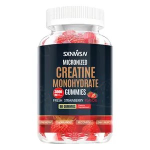 Creatine Monohydrate Gummies, Strawberry Flavor, 3000mg, 90 Count, Sugar-Free with Turmeric and Black Pepper Extract