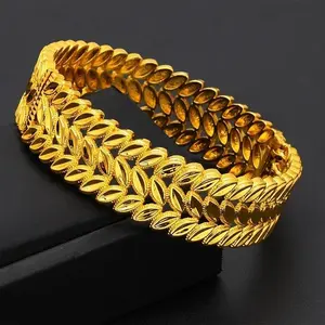 Women's Hand Bracelets Stainless Steel Leaves Chunky Wide Cuff Bangles Wristband Wedding Jewelry Accessories Wholesale