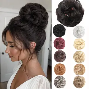 Messy Bun Hair Piece Wavy Synthetic Chignon Scrunchies for Instant Volume Elastic Bun Ponytail Hair Extensions Thick Hairpieces for Women 1.50 oz Hair Bun Extensions