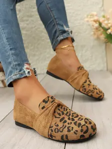 New Leopard Print Bow Slip-On Loafers for Women, One-Step Lazy Shoes, Cross-Border Bestseller Commuter Single Shoe