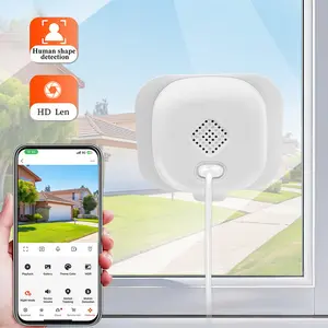 Security Window Camera, Stick-on Window Camera 2.4G WiFi, Phone Remote Control, Night Vision & Two-way Audio, Motion Notifications, Loop Recording, Renter-Friendly Home Security