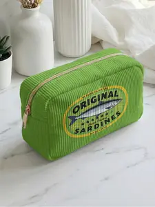 1 piece of sardine pattern 2D printed makeup bag, large capacity design | All-season versatility/situational versatility | Can hold daily skincare products and various cosmetics | Perfect for life and travel