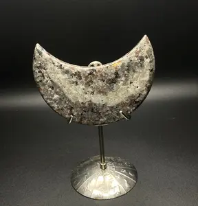 Amazing UV Reactive Yooperlite Moon | With Stand | 1.2 lbs